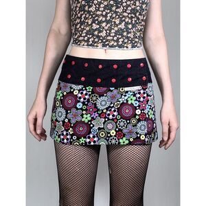 Adjustable Waist Floral Mini Skirt
